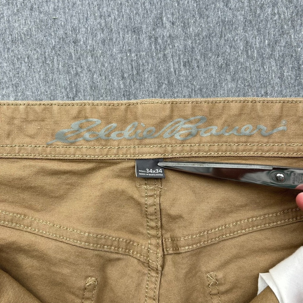 Eddie Bauer Canvas Utility Pants Mens 34x32 Brown Specially Dyed Classic Fit - Picture 10 of 16